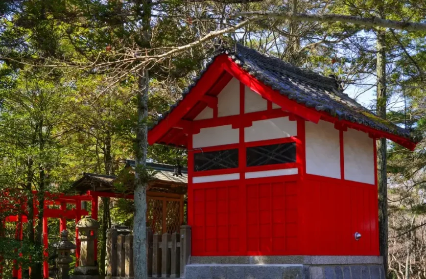 red japanese garden shed