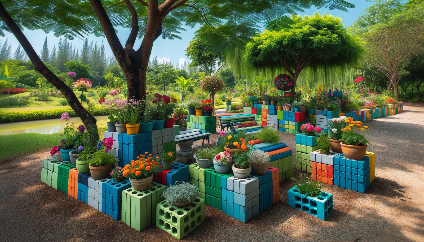 Painted Cinder Block Garden Ideas